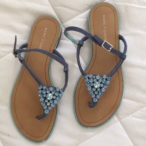 Blue suede sandals
